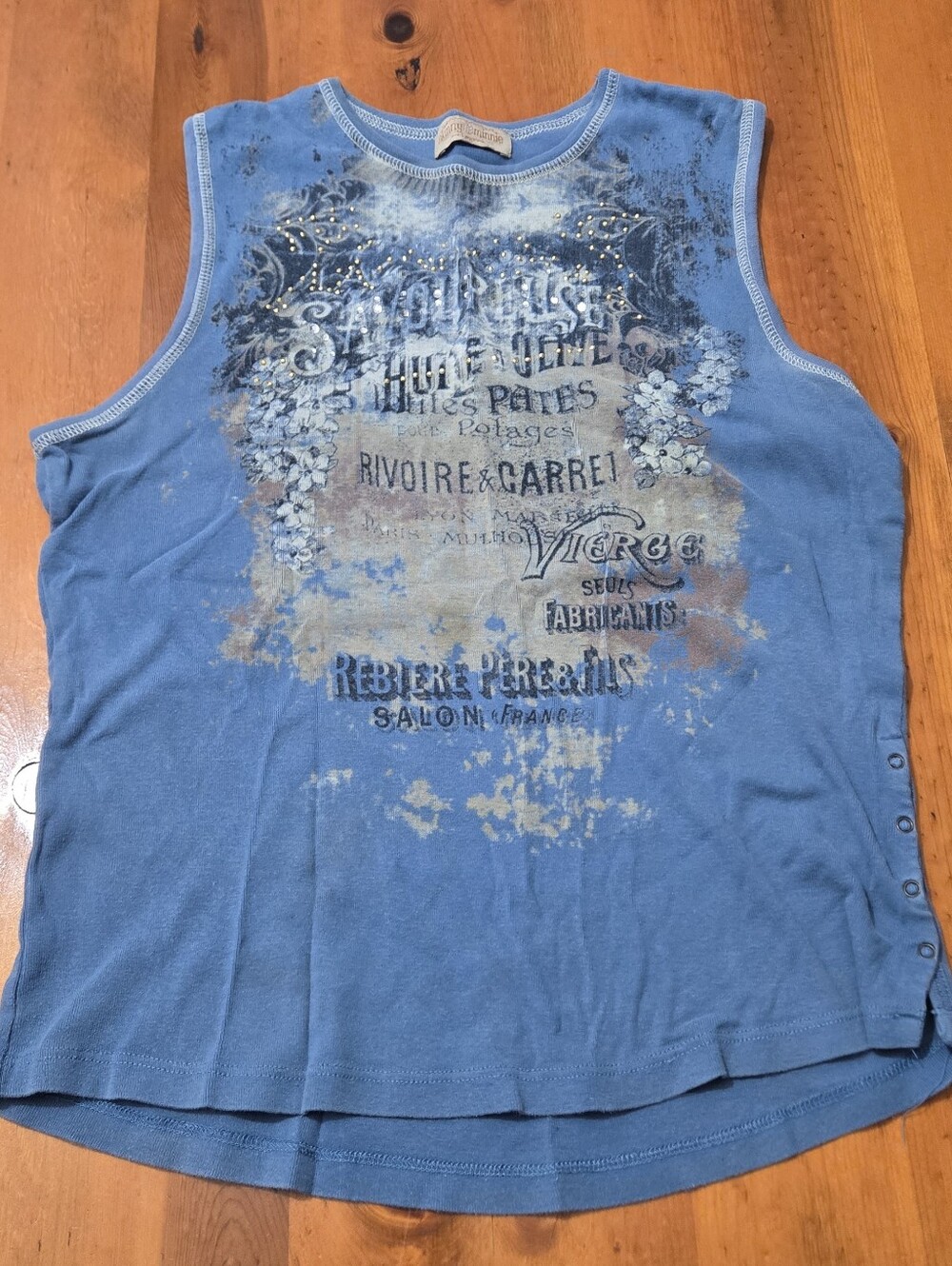 Skinny Minnie Vintage Y2K Graphic Rhinestone Sleeveless Tank Top Size Large
